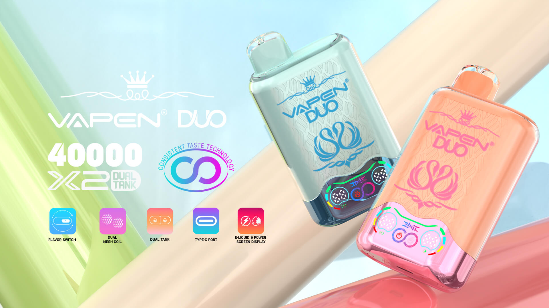 VAPEN DUO 40K Puff 2in1 Switch Double Flavors 40000 Puffs Disposable Electronic Cigarette Wholesale I Vape Pen Vaper Dual Tank Coil EU Warehouse Vapsolo Twins Triple 20000 30000 puff