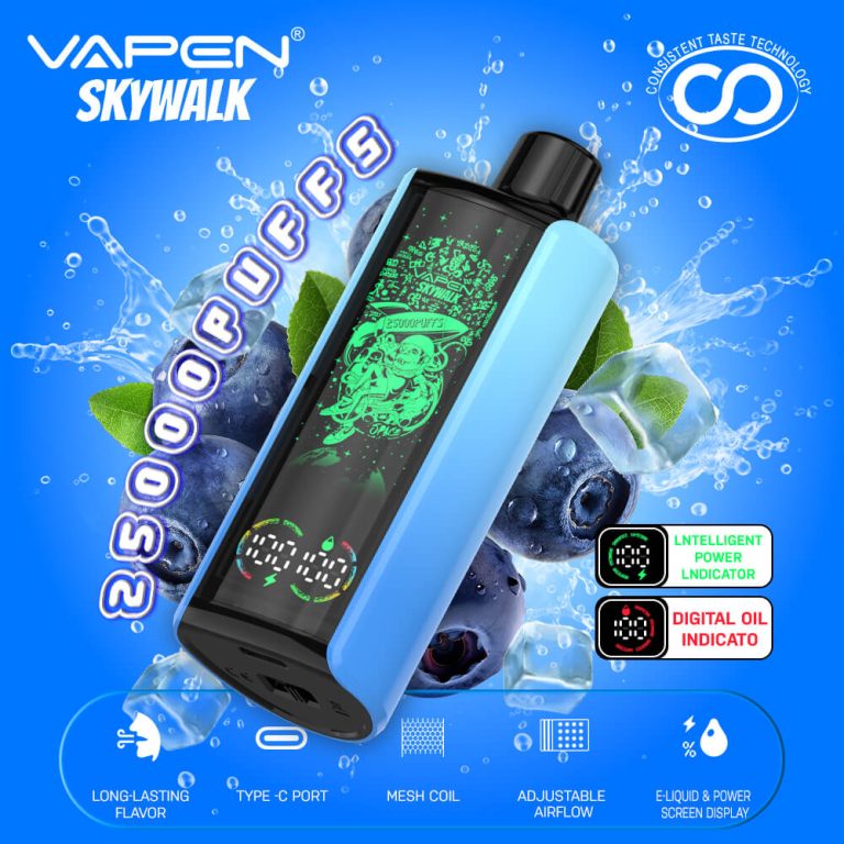 VAPEN SKYWALK 25000 25K Puffs Disposable Vape 30000 30K Puff Electronic e Cigarette Long-lasting Flavors Smart Display Vapsolo Super Razz Bar 15000 15K Vaper EU Warehouse (3)