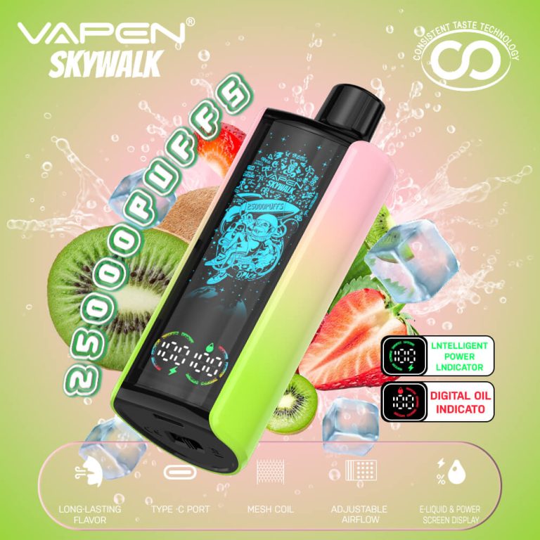 VAPEN SKYWALK 25000 25K Puffs Disposable Vape 30000 30K Puff Electronic e Cigarette Long-lasting Flavors Smart Display Vapsolo Super Razz Bar 15000 15K Vaper EU Warehouse (4)