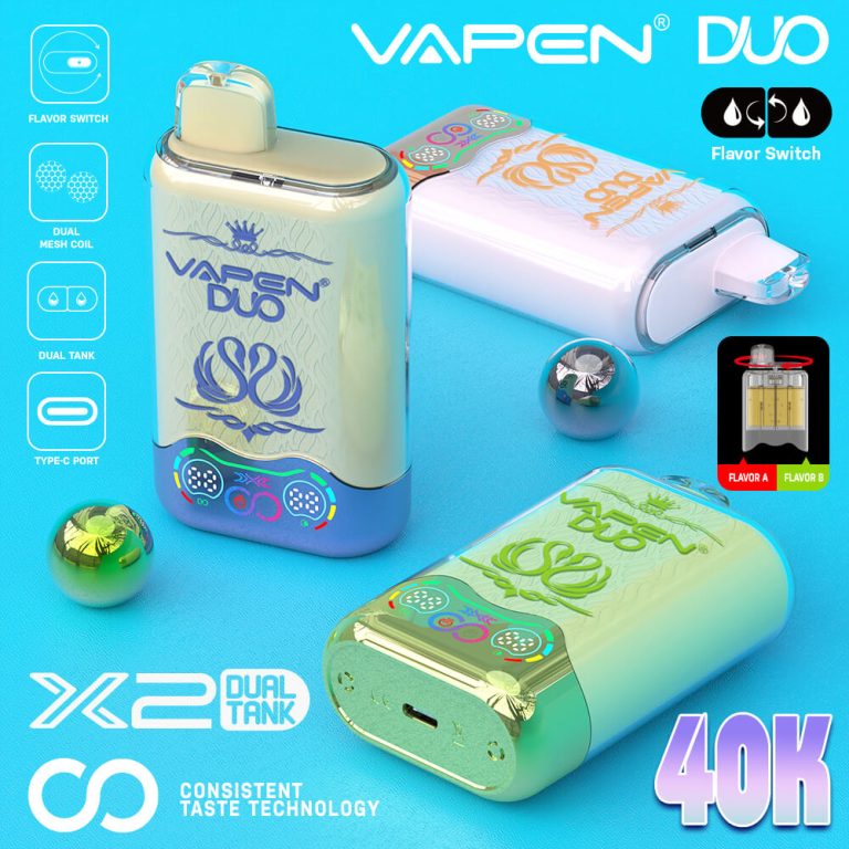 2025 VAPEN DUO Twins 40000 Puffs Disposable Vape 40K Puff 2 x 20000 Flavors in 1 Dual Pod Mesh Coil Smart Display Screen EU Warehouse Vapsolo 30000