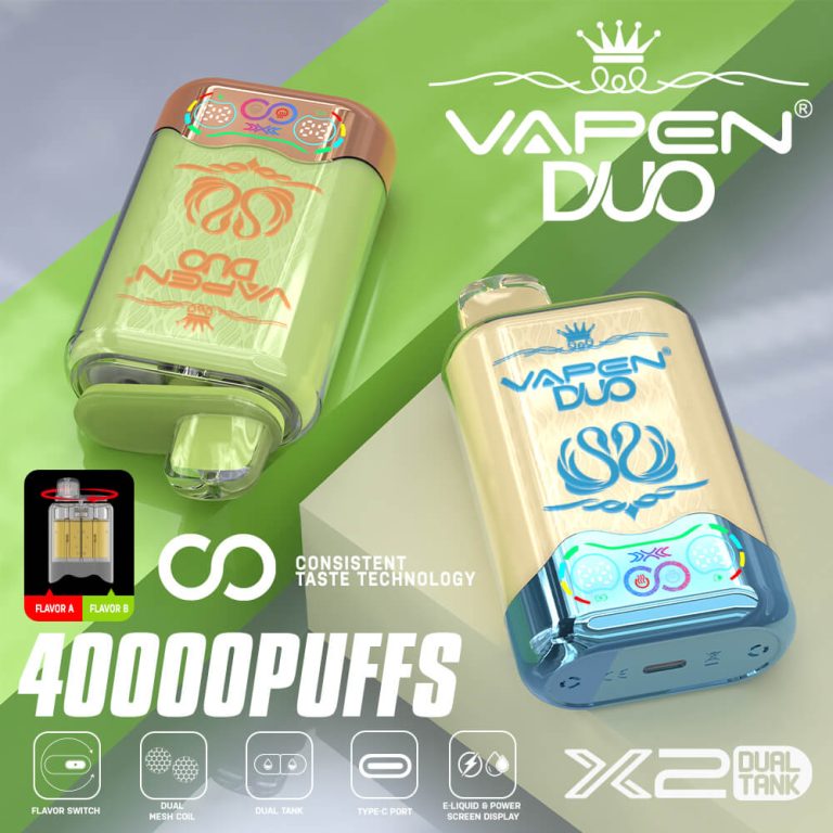 VAPEN DUO Twins 40000 Puffs Disposable Vape 40K Puff 2 x 20000 Flavors in 1 Dual Pod Mesh Coil Smart Display Screen EU Warehouse Vapsolo 30000