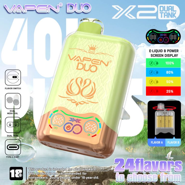 VAPEN DUO Twins 40000 Puffs Disposable Vape 40K Puff 2 x 20000 Flavors in 1 Dual Pod Mesh Coil Smart Display Screen EU Warehouse Vapsolo Triple 30000 (3)